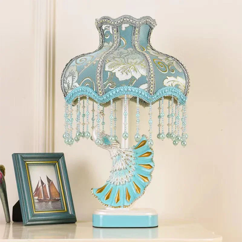 WPD European Peacock Table Lamp Luxurious Living Room Bedroom Girl's room Villa Hotels LED Creativity Bedside Desk Light image 3