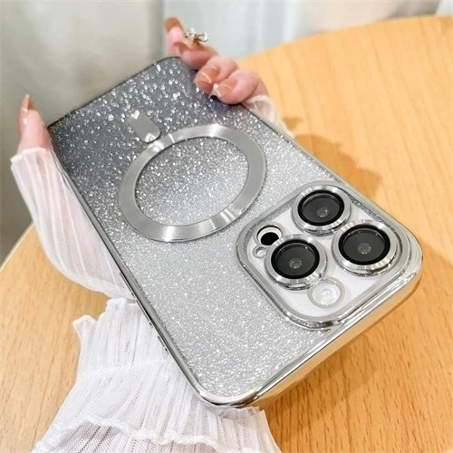 بريق لامعة حالات آيفون 17 الهواء 16 15 14 13 12 11 برو ماكس زائد Magsafe تصفيح لينة بلينغ غطاء شحن لاسلكي الساخن #5