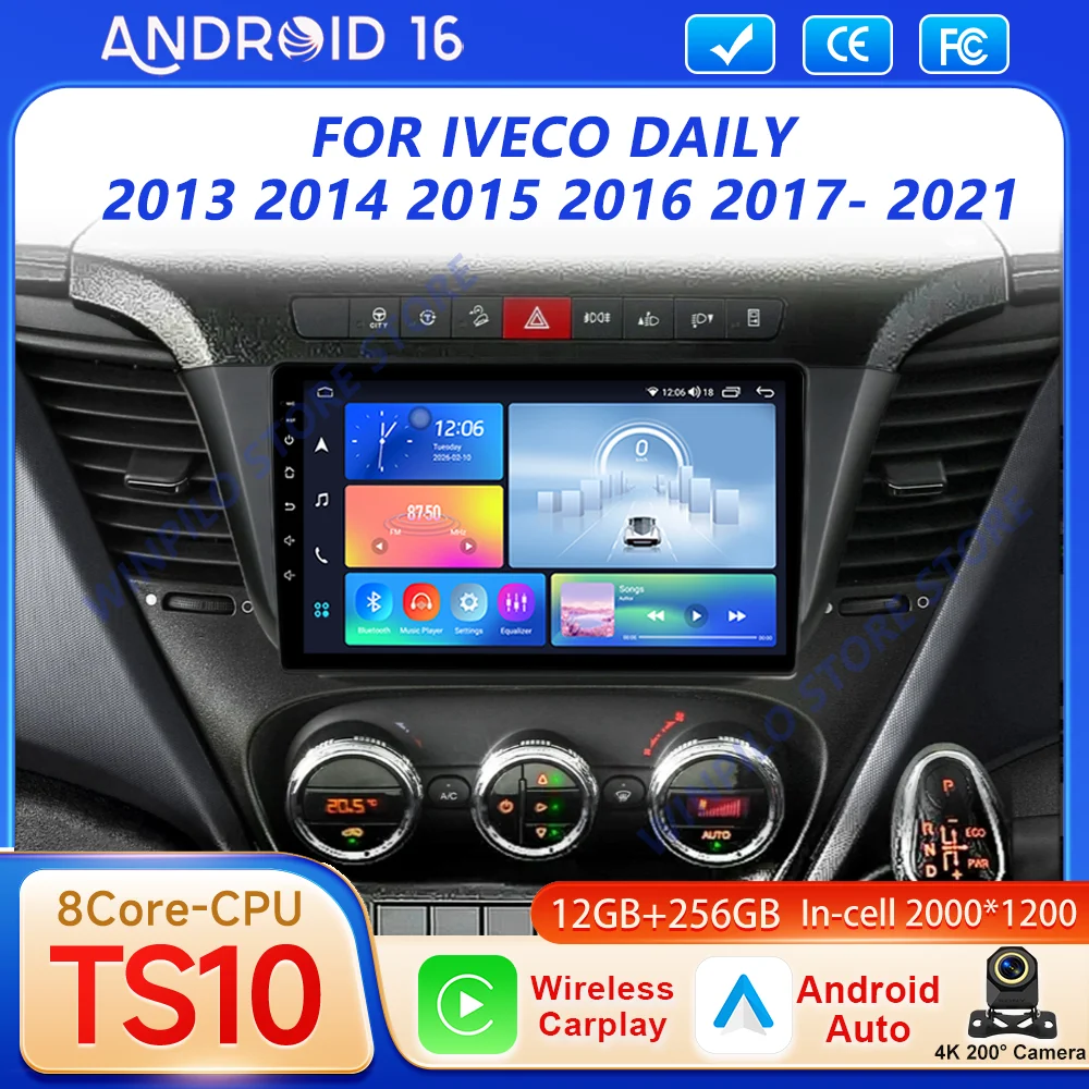 Android 16 Raido Stereo For Iveco Daily 2013 2014 2015 2016 2017- 2021 Auto Multimedia Video Player Navigation GPS NO 2Din DVD