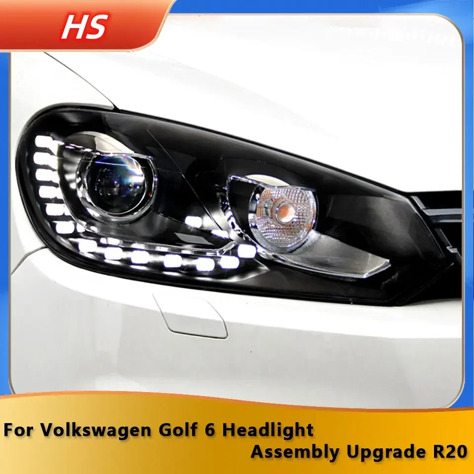 Conjunto de faros delanteros para VW Golf 6 2009-2013 modificación R20 Tear Eye DRL LED