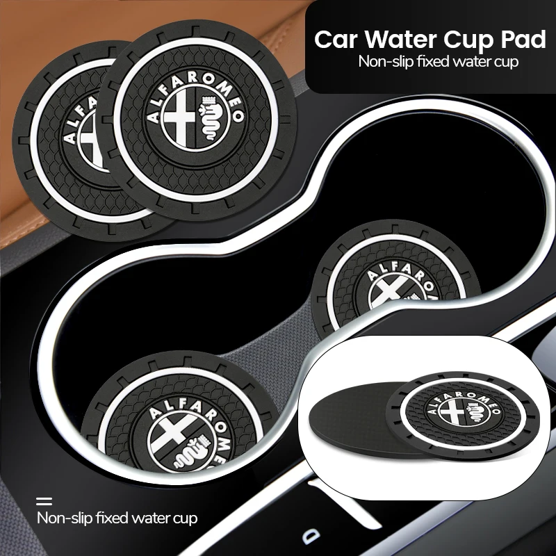 Auto Non-slip Car Water Cup Pad Rubber Coaster Mat Bottle Holder Interior Accessories For Alfa Romeo Giulia Stelvio Giulietta GT