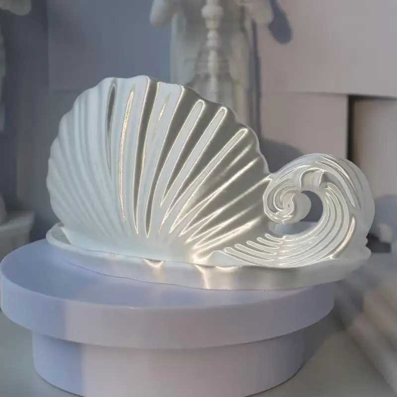 Exquisites Schmuckaufbewahrungstablett in Muschelform mit Meereswellenmuster, stilvolles Zubehörtablett für Schmuck, Geschenke oder Schmuckstücke. – Detail 6