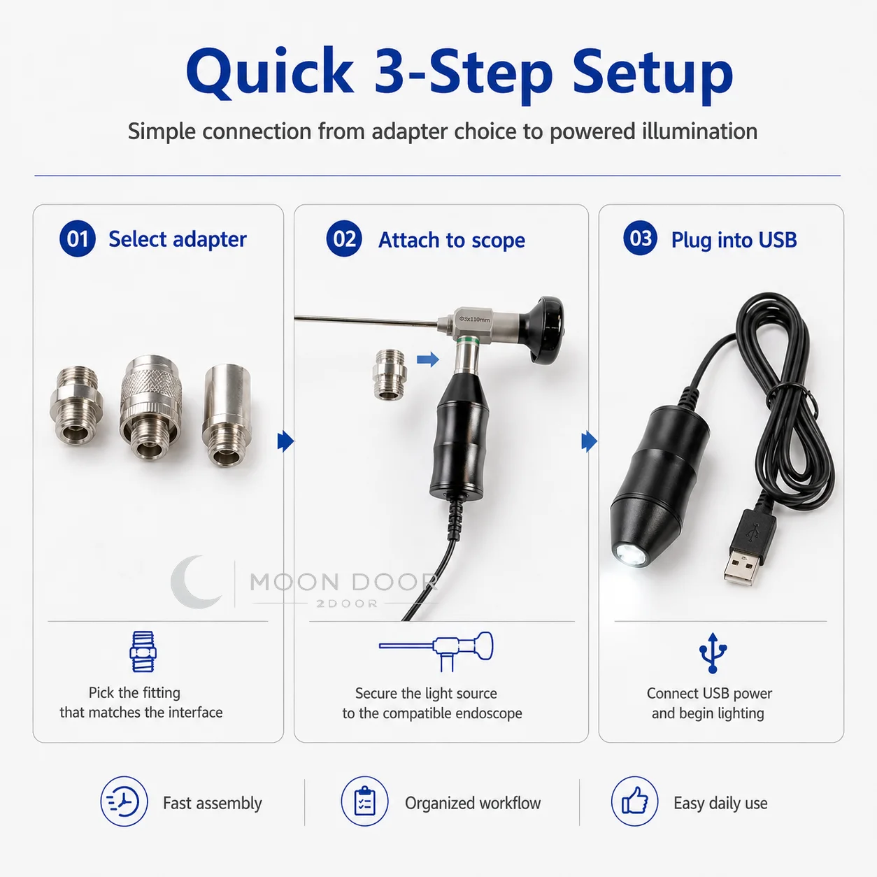 Endoscope Light Source Portable LED Cold Illumination System with Universal Adapter for Veterinary Medical Surgery Equipment view 3
