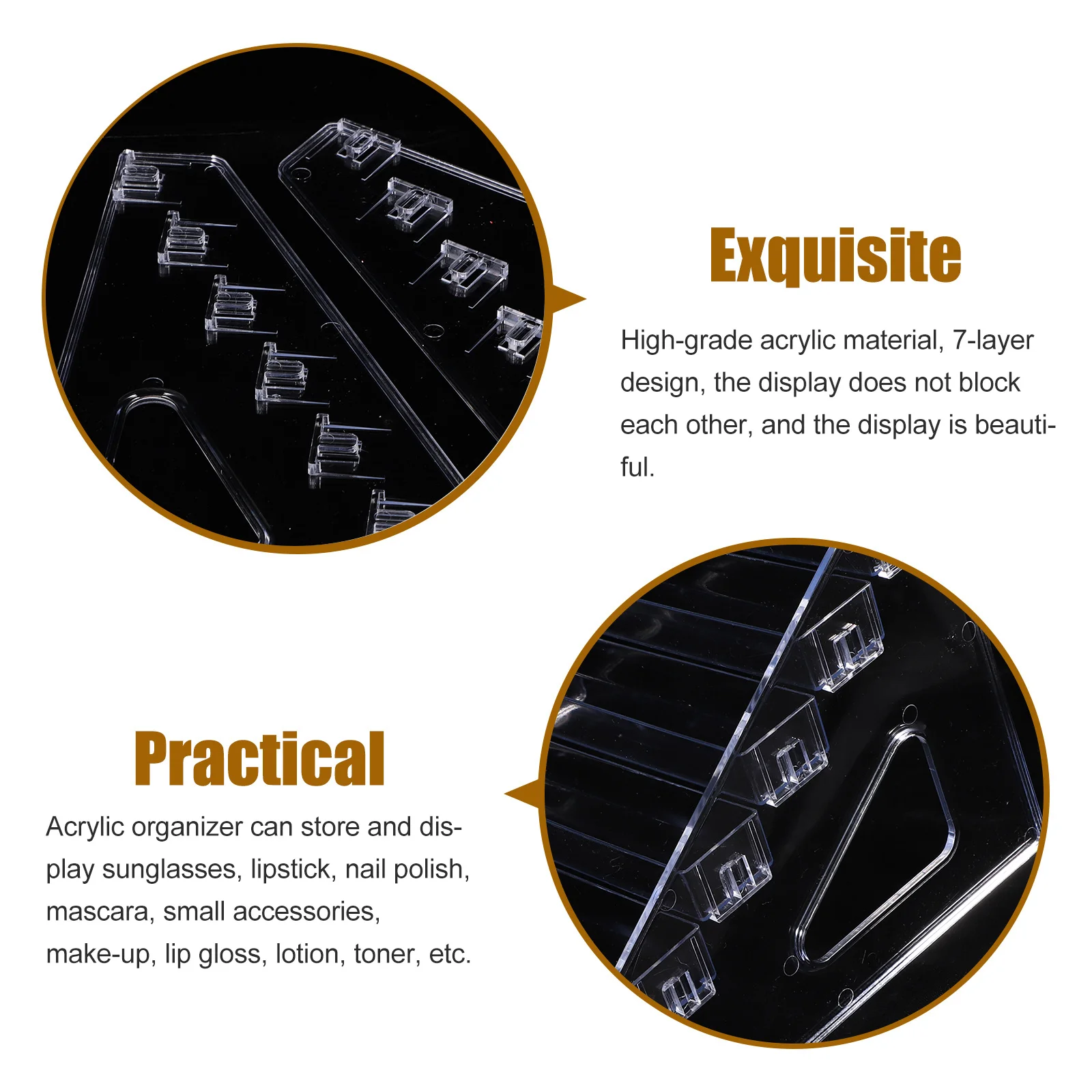 

7-Layer Acrylic Lipsticks Nail Polishes Display Rack Multifunctional Detachable Makeup Storage Organizer Box Lipsticks Holder