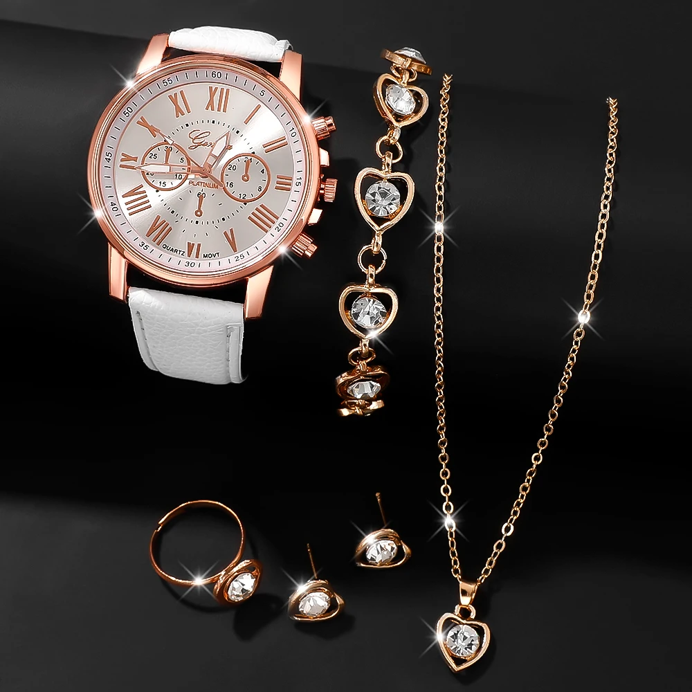 6Pc Trendy Latest Elegant And Fashionable Quartz Watch, Ideal Gift For Friends And Family On Valentine's Day, Easter, Birthdays