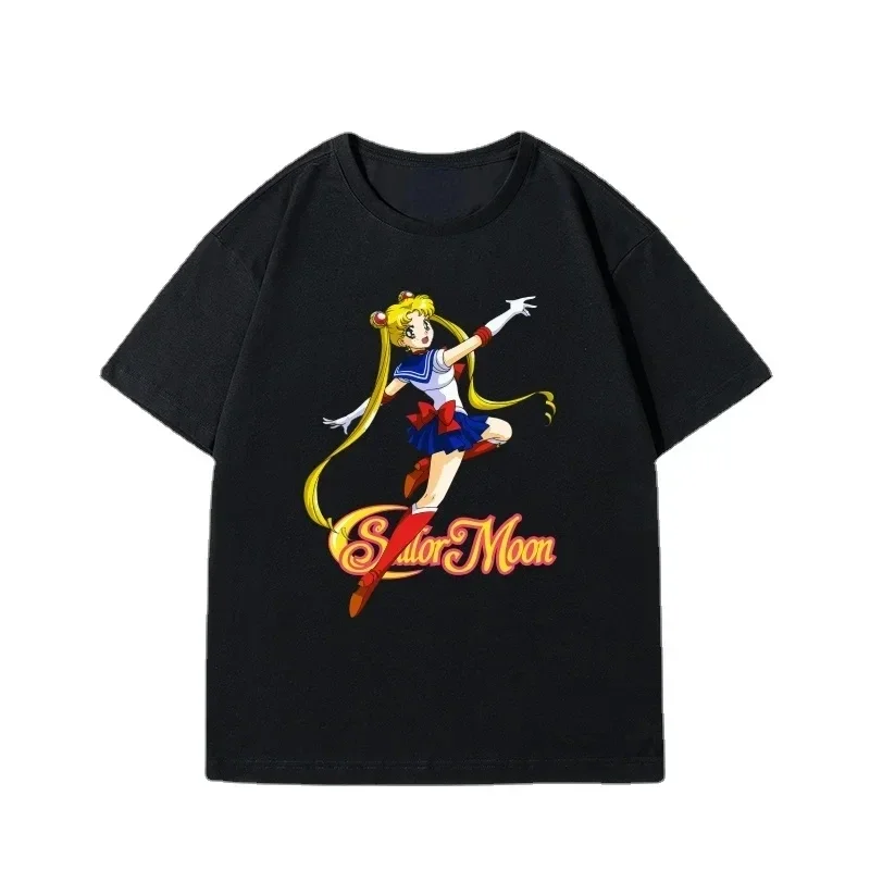 Japan Kawaii Sailor Moon 90s Anime Cotton Tshirt Cute Cartoon Moon Fans Gift Tops Summer Casual Hipster Clothes Streetwear Tee