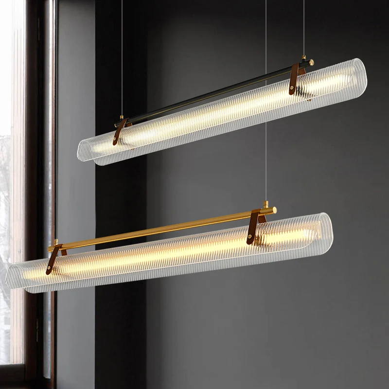 Italian Minimalist Acrylic Pendant Lights Nordic Minimalist LED Pendant Lamp for Kitchen Living Room hotel long Glass chandelier