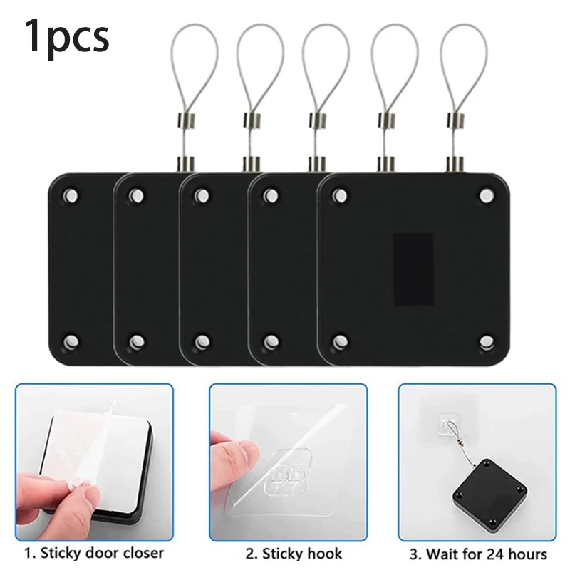 Automatic Door Closing 500g/1000g Tension No Punching Adjustable Door Closing Glass Punch Rope Type Door CloSing Device