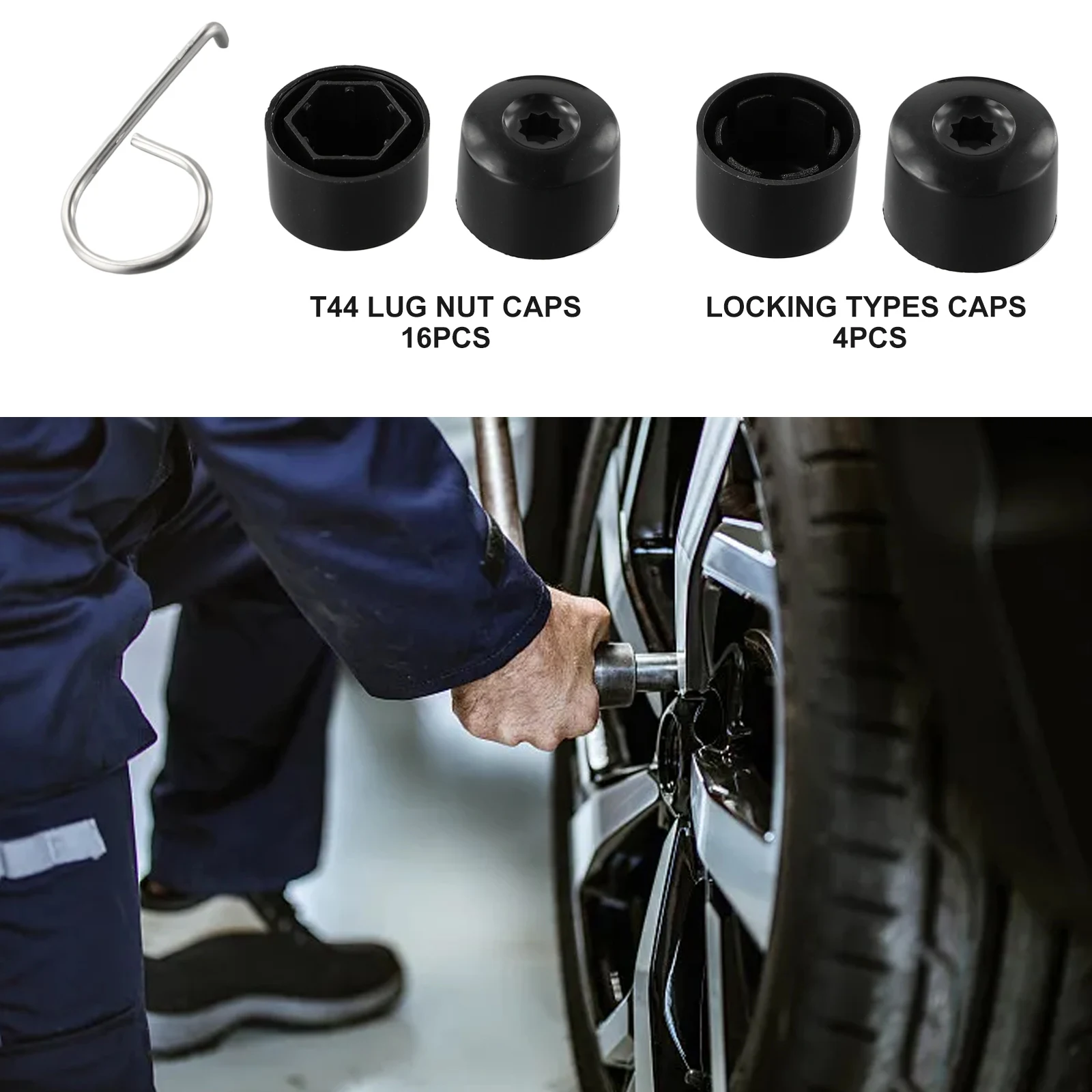 Wheel Lug Nut Bolt Bolt Nut Cap Anti theft Black Cap Dust proof Plastic Safe 20pcs Wheel Lug Nut Bolt For Golf