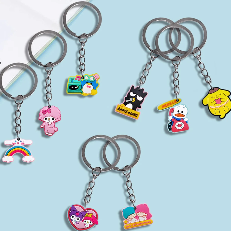 Kawaii Cinnamorolls Pvc Soft Plastic Key Ring Buckle Cute Creative Backpack Hanging Decoration Car Key Pendant Key Ring Toys