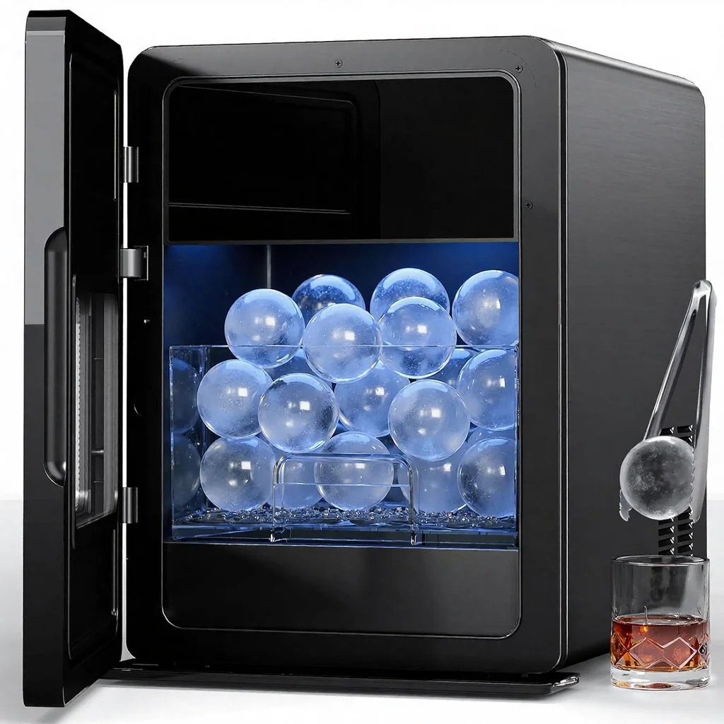 Coofull kitchen Ball Cube Maker-Stainless Steel 4-Piece Sphere 35 Mins 144pcs/Day 1.6L Water Tank 260W Self-Cleaning Household