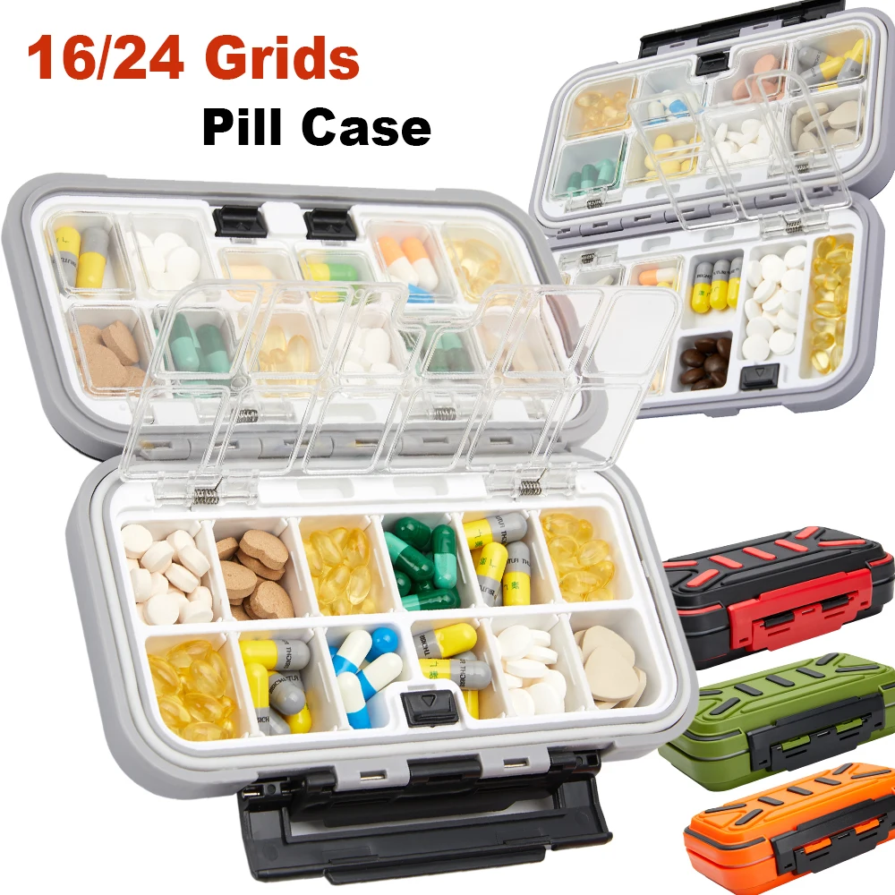 16/24 Grids Pills Box Organizer Medicine Box Tablets Holder Travel Portable Dispenser Pill Case Pillboxes Container Pills Case