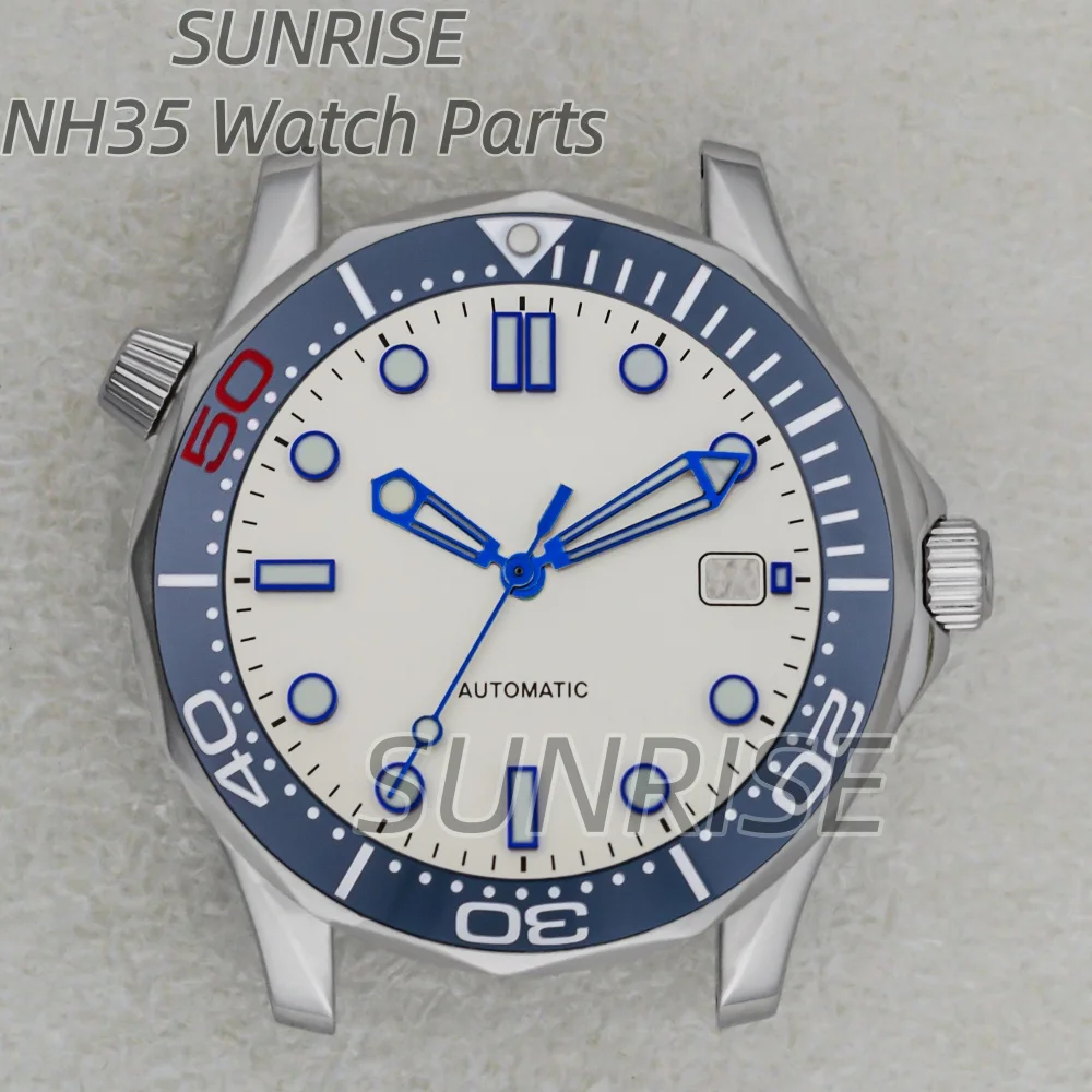 41mm-stainless-steel-nh35-case-waterproof-transparent-case-back-for-seamaster-300-nh35-nh36-movement-31mm-dial-hands-watch-parts