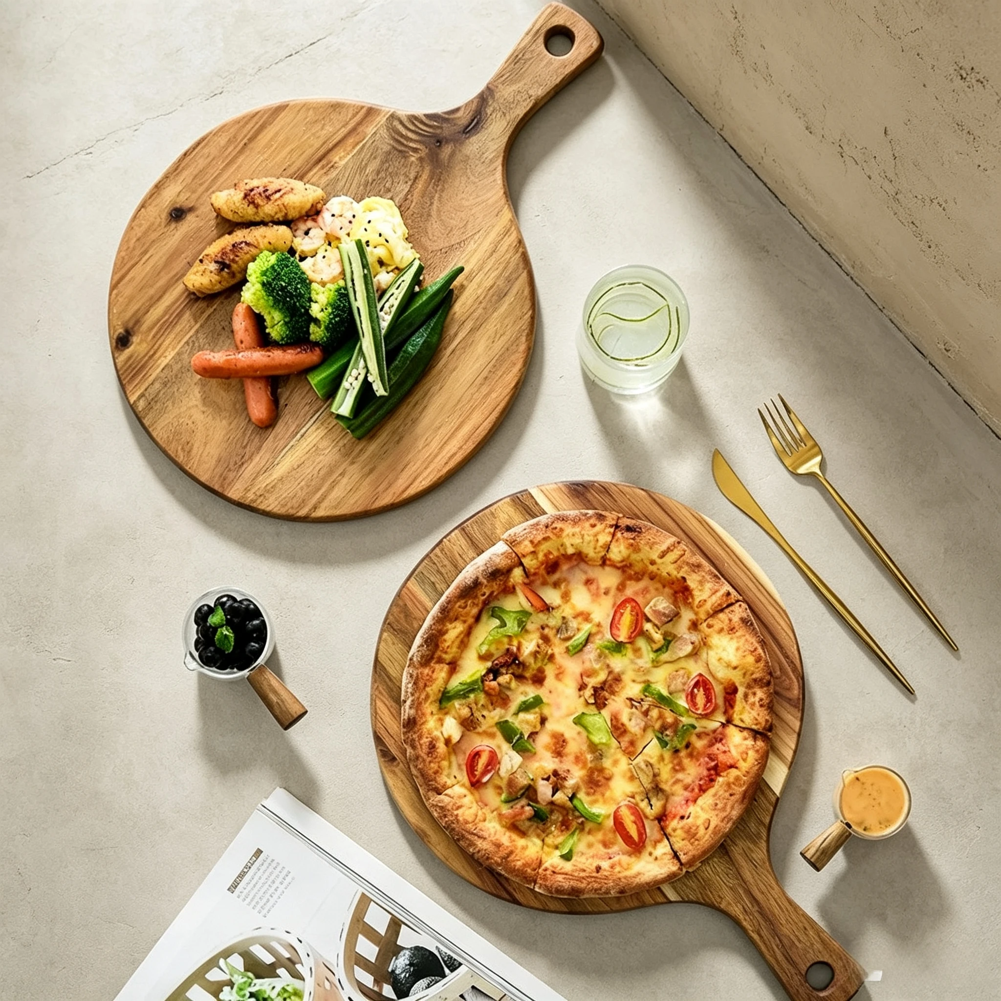 

Small Serving Tray Dining Utensils Mesua Ferrea Wood Pizza Board Western Cuisine Baking Bread Tray Real Wood Home Use