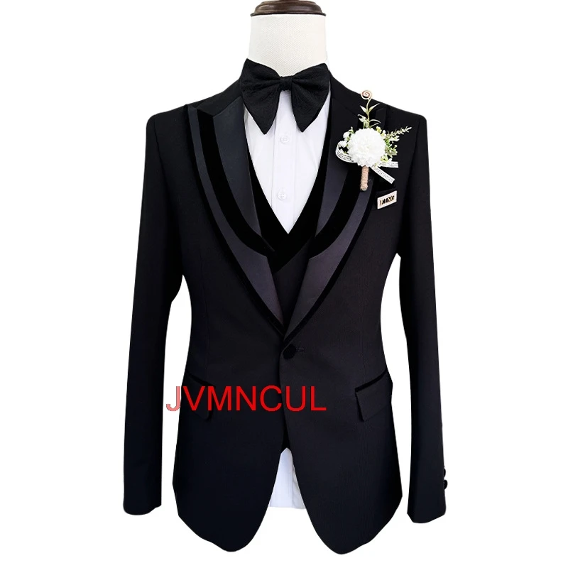 

Men's 3 Piece Suit Slim Fit Wedding Groom Business Casual Formal Blazer Vest Pants Set for Party Banquet Prom Reception Wear
