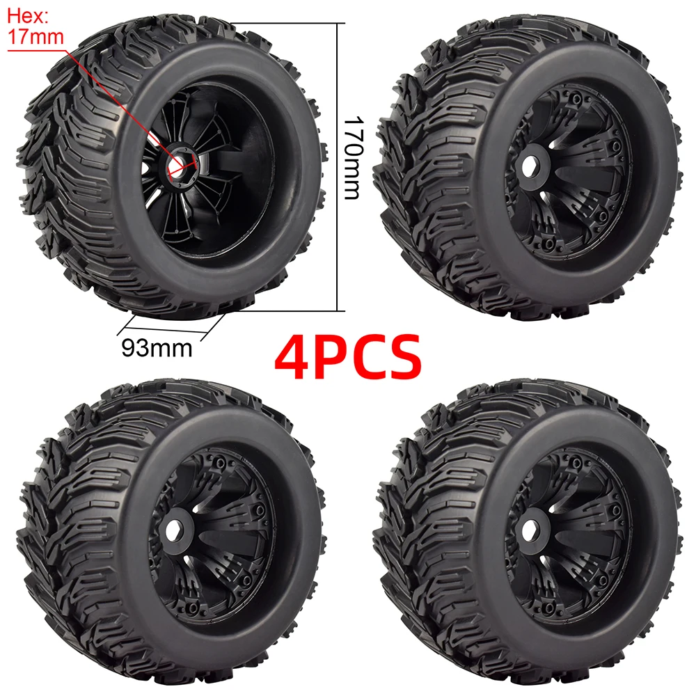 170MM 155MM 150MM Band Weel Monster Truck Banden Wielen 17mm Hub Hex voor 1/8 RC Auto HSP HPI Redcat Traxxas Trx4