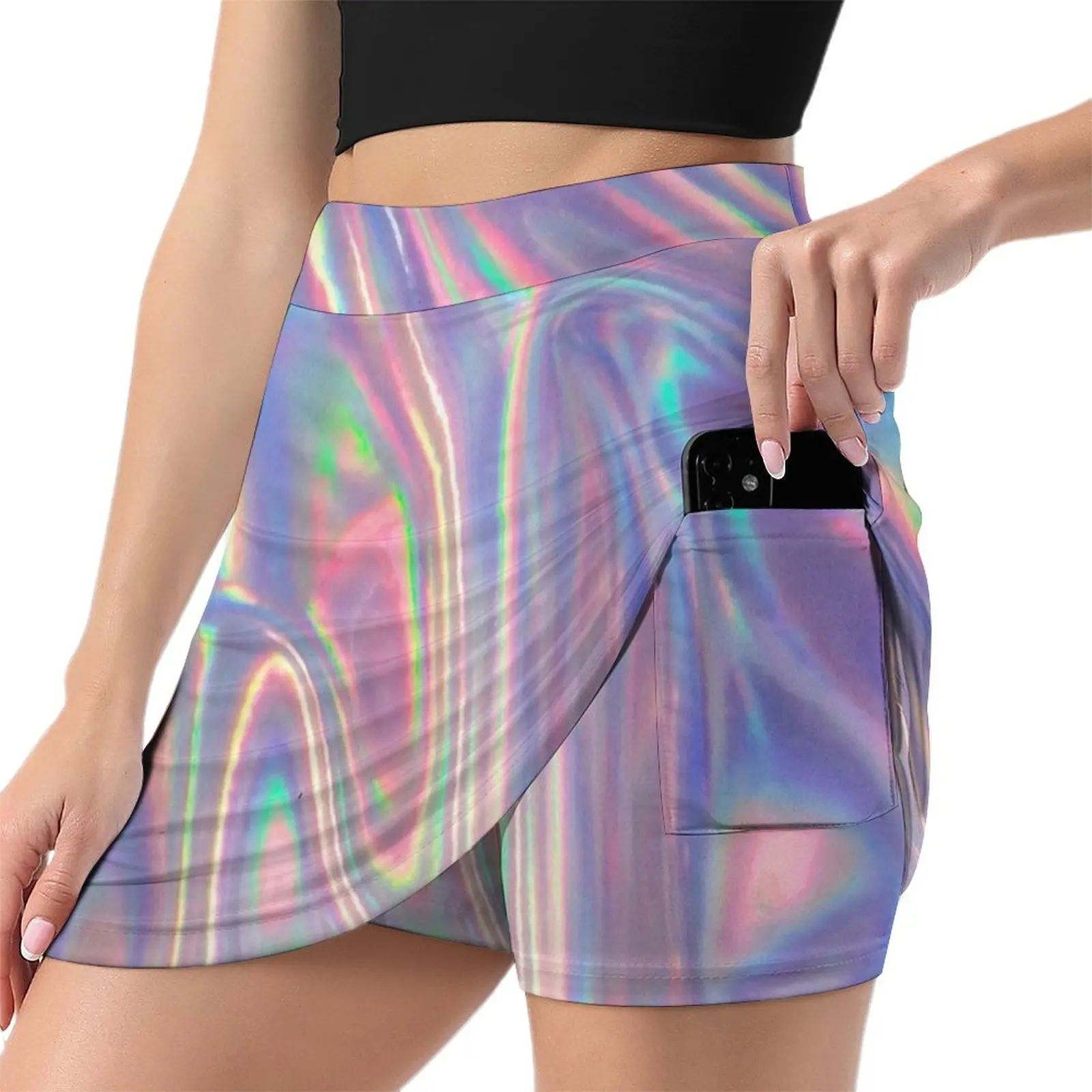 Holographic waves in purple Mini Skirt School skirt skirts dresses summer woman 2025