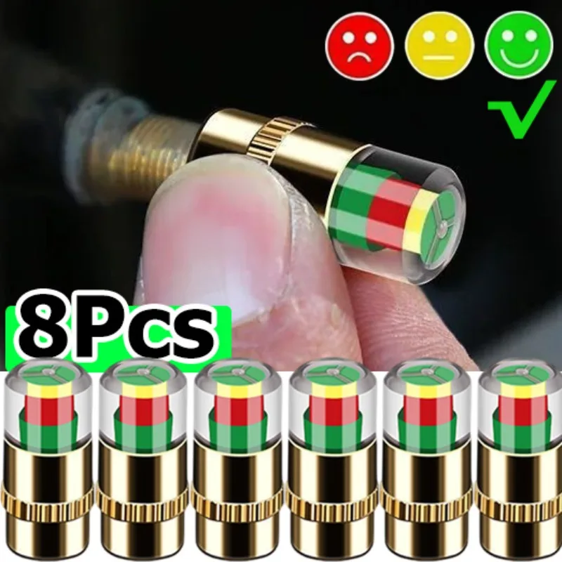 1-8pcs Motorcycle Car Tire Pressure Monitor Valve Cap Sensor Indicator Auto Tire Pressure Inspection Tools Tire Valve Detection