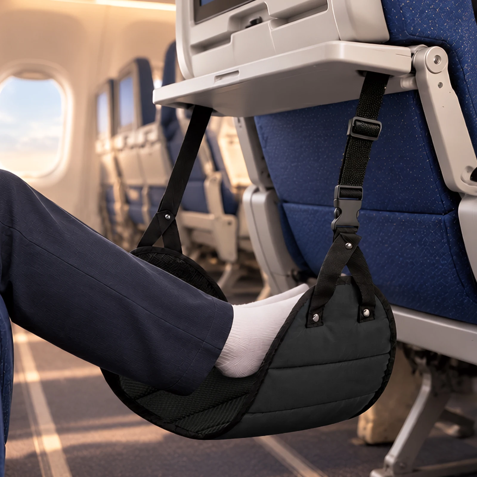 Airplane Footrest Adjustable Foot Hammocks Office Hanging Leg Support Foot Pad Hammocks Car Airplane Travel Essentials Accessory