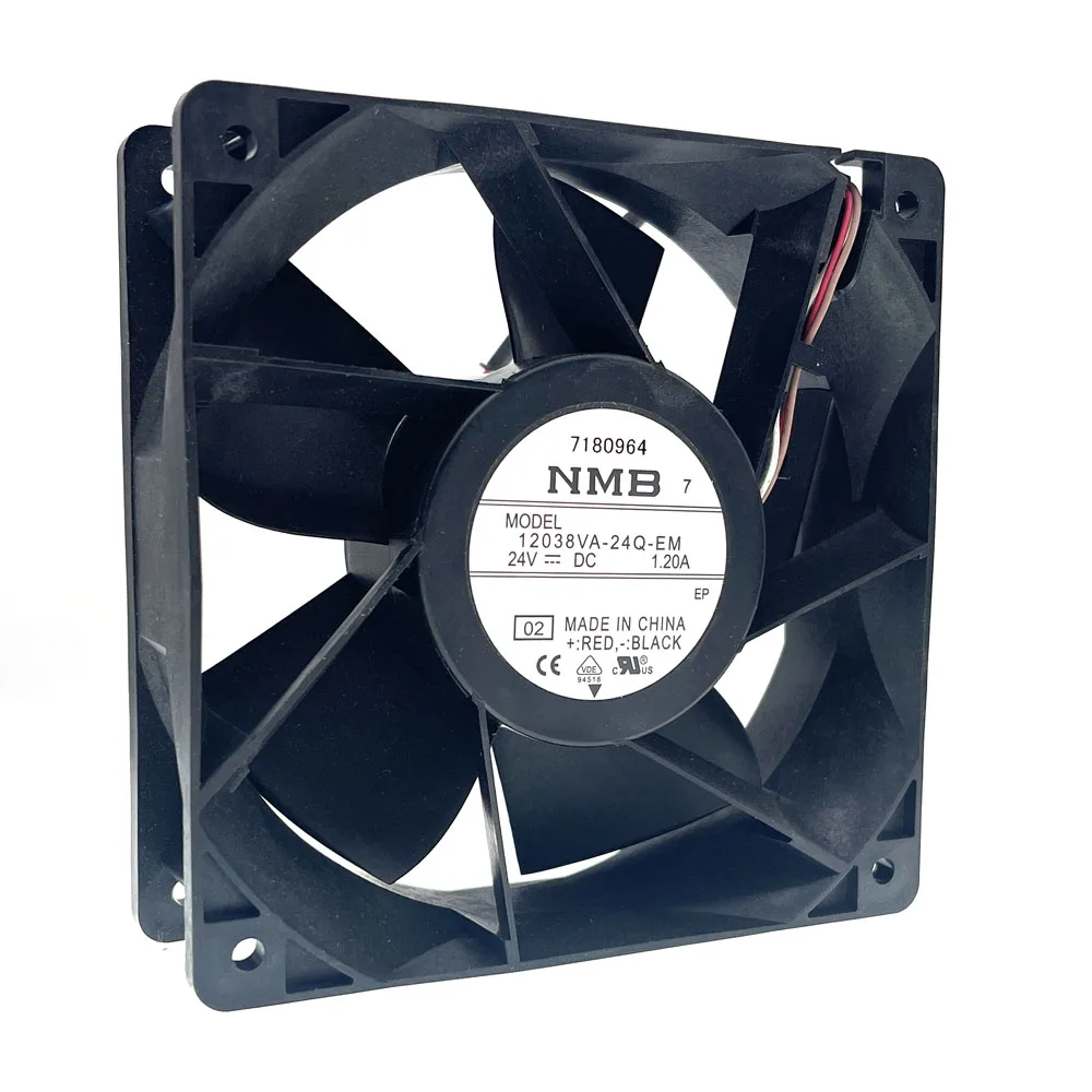 New NMB Server Fan 12038VA-24Q-EM 120X120X38mm DC 24V 1.20A Dual Ball Bearing High Speed CFM Large Air Flow Cooler