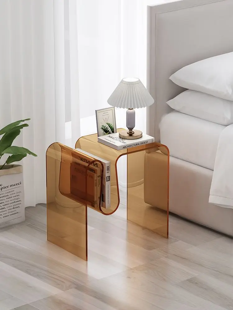 Support Custom Size - Clear Acrylic Side Table Bedroom Nightstand Modern Design Bedside Table Home Decor Display End Table