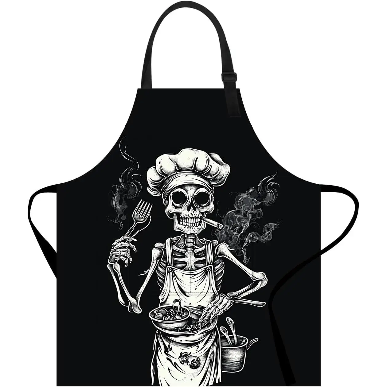 

Фартук скелета шеф-повара для дома, кухни, приготовления пищи, выпечки, садоводства для женщин и мужчин с карманами, водонепроницаемый фартук 32x28 дюймов