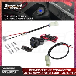 3.0 USB Quick Charge Power Outlet Connector For Honda NX400 NX500 CB 500X 500F 500R 650F CBR 650R Auxiliary Power Cable Adapter