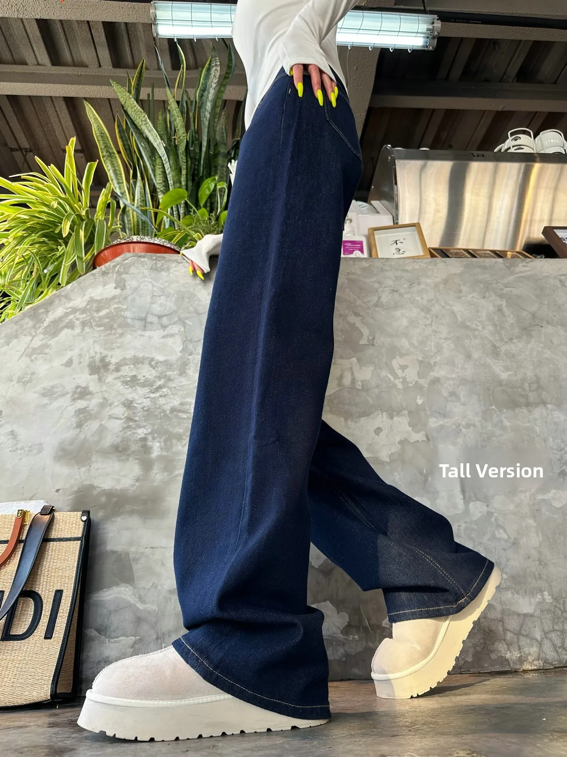 

Оригинальный цвет, широкие джинсы с высокой талией, свободные женские джинсы, невыцветающие, ранняя осень, новые домашние длинные брюки Sle's