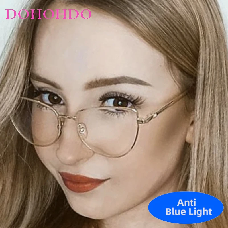 

New Luxury Trendy Metal Cat Eye Women's Glasses Anti-Blue Light Men Use Computer Optical Eye Protection Spectacle Lentes Очки