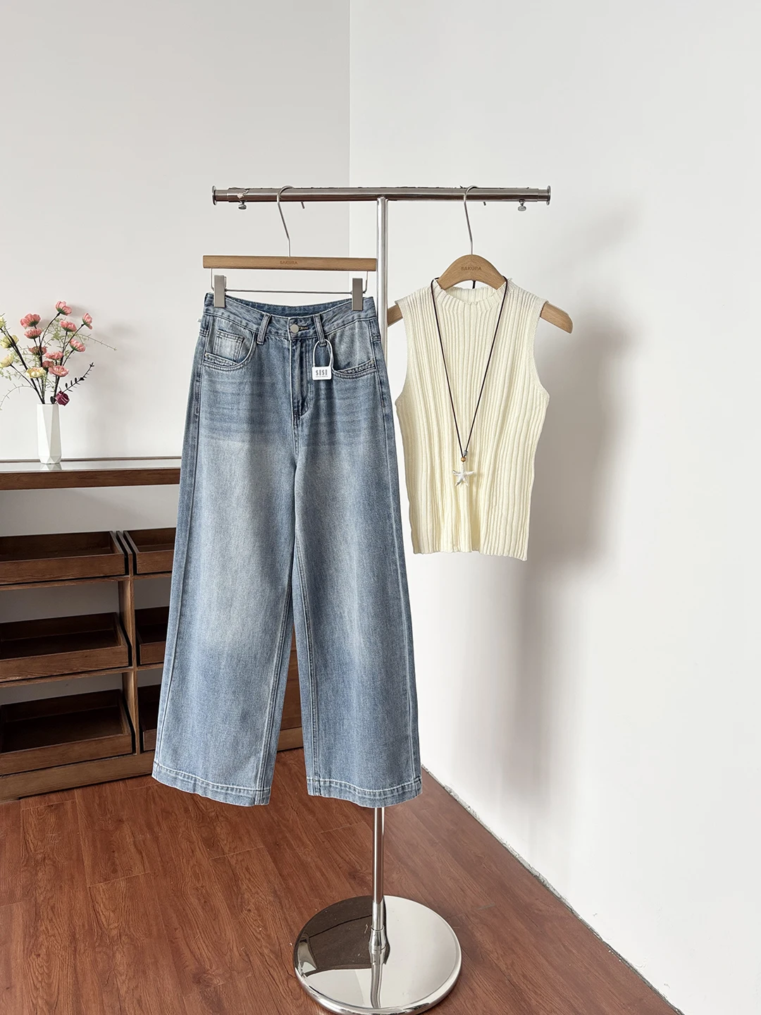 

High Waist Wide Leg Jeans Women's Fashionable Versatile Commute Retro Casual Spring Summer New Loose Pants Polyester Fiber