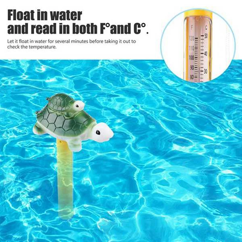 2023 Hot-Cartoon Pool Thermometer Floating Swimming Pool Thermometer Outdoor Indoor Bath Water Pond Green Turtle Thermometer