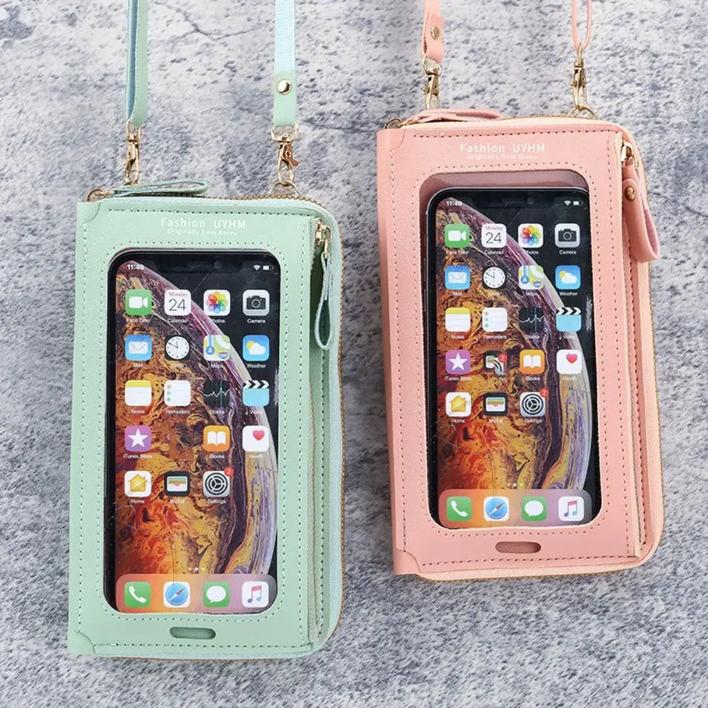 Damskie torby typu crossbody z ekranem dotykowym torebka na telefon komórkowy modna torba na ramię mobilny mini portfel z miejscem na karty torebka moda