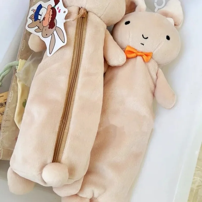 كارتون تلوين شين تشان ‌   حقيبة أقلام رصاص من نيني هابي هابي أرنب، صندوق تخزين أدوات مكتبية لدمية الطالب، هدية عيد للفتيات على شكل أرنب