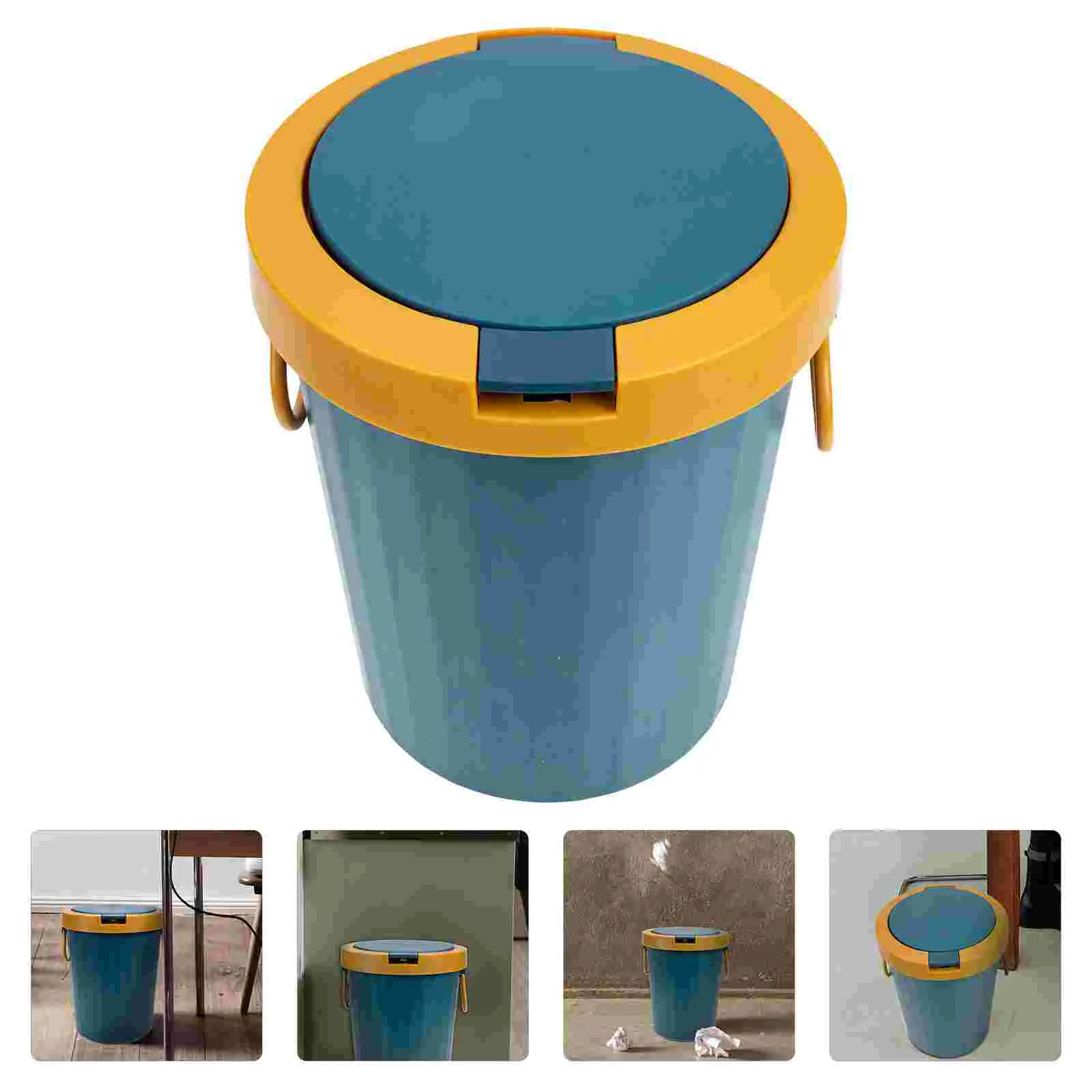 Pop-up Trash Can Garbage for Office Small with Lid Cover Push-type Waste Basket Paper Bucket Storage Container