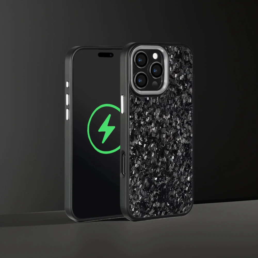 

Magnetic Case for iPhone 13 16 15 14 13 12 11 Pro Max Real Carbon Fiber Case Metal Armor Frame Wireless Charge Forged Cover