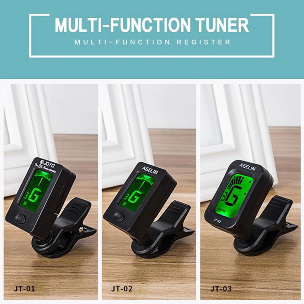 Clip On Guitar Tuner For All Instruments, Ukulele, Guitar, Bass, Mandolin, Violin, Banjo with LCD Display(1pcs tuner&4pcs Picks)