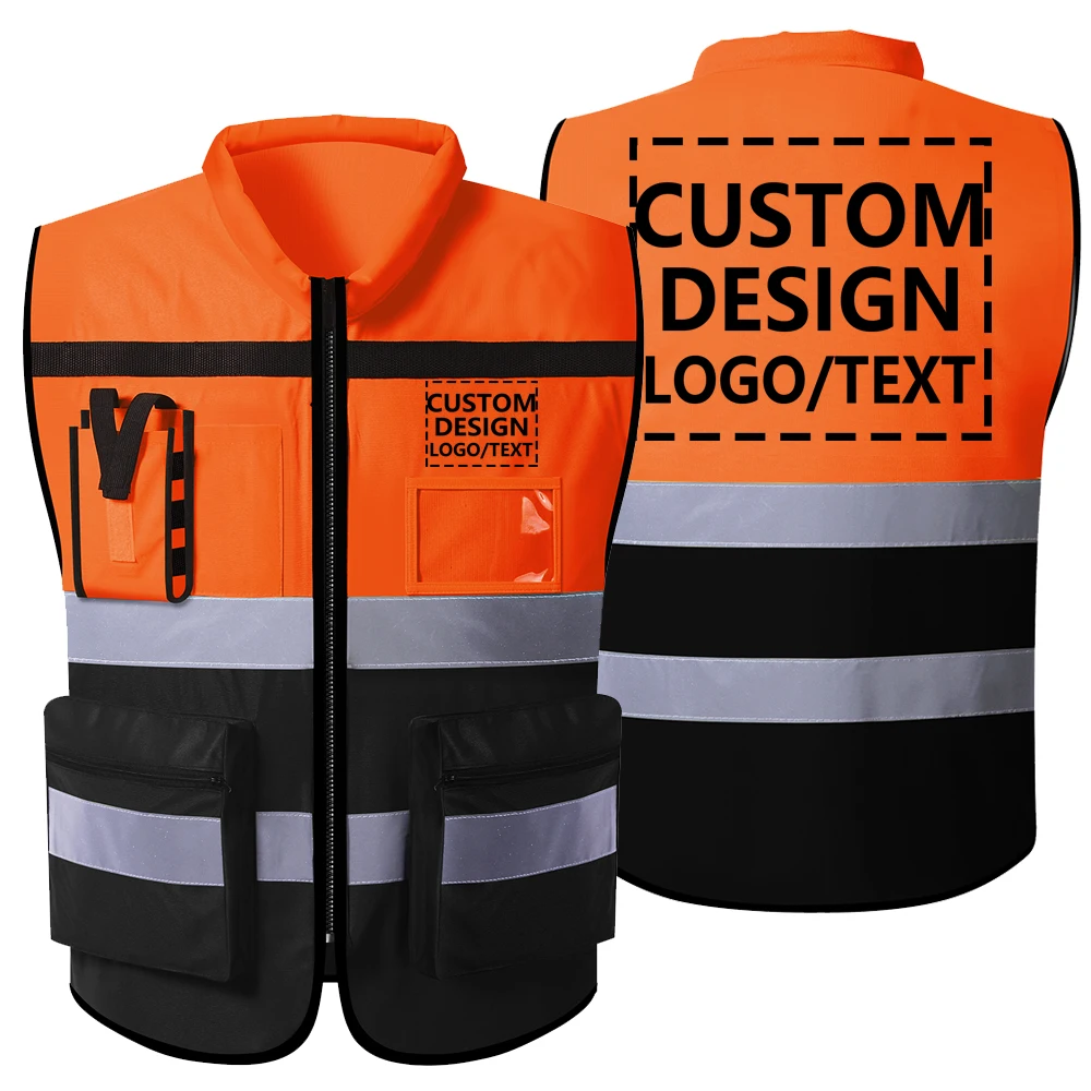 

Custom LOGO Safety Vest With For Men Hi Vis Vest Jacket High visibility Workwear Custom Reflective Vest With Logo And Text