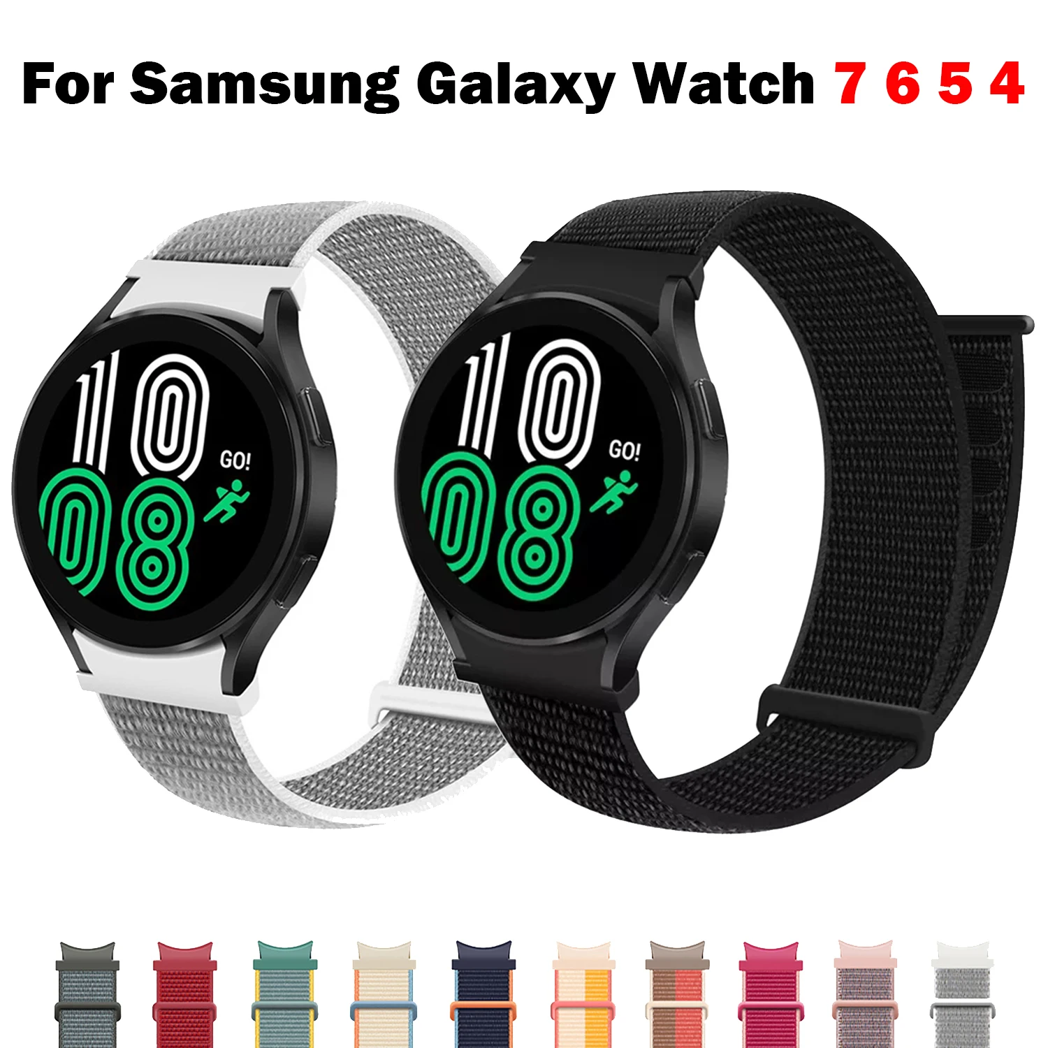 Verstellbares Nylon-Schlaufenarmband für Samsung Galaxy Watch 7 6 5 4 Pro 44mm 40mm Galaxy Watch 6 Classic 47mm 43mm Armband Correas