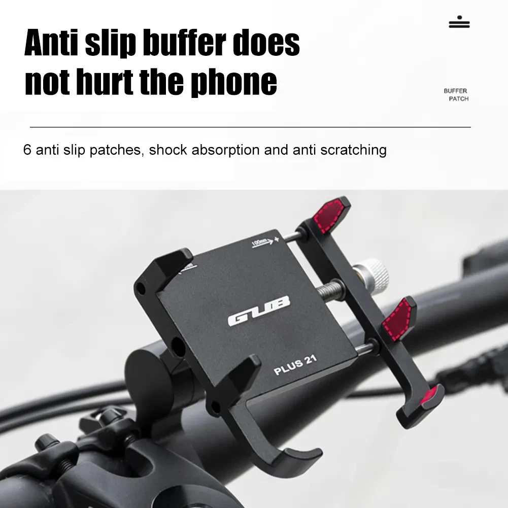 GUB PLUS 21 Motorcycle Bike Phone Holder Aluminum Alloy Cell Phone Holder Bracket Rotatable Adjustable Anti-slip Cycling Parts