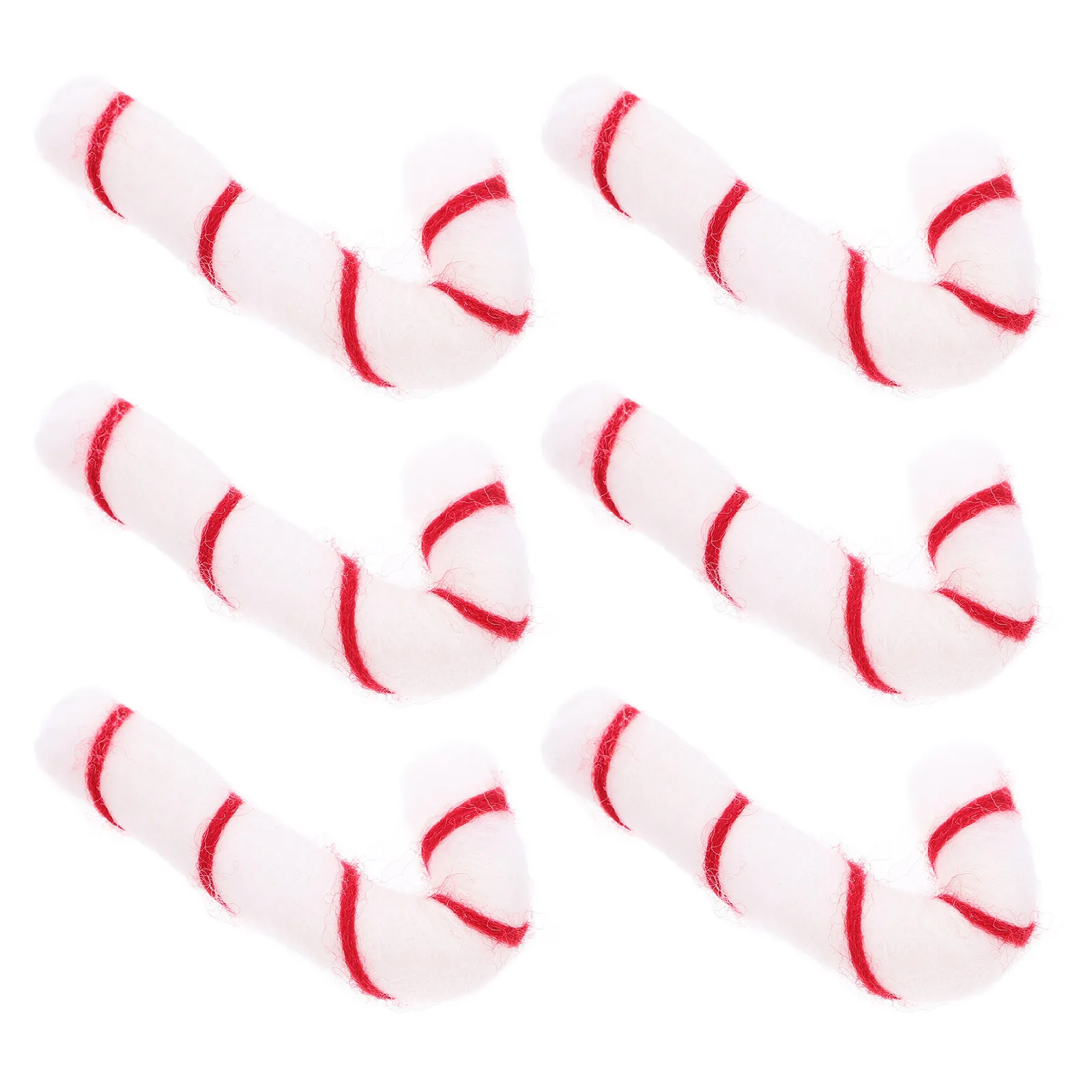 

6Pcs Xmas Candy Cane Charms Wool Felt DIY Mini Christmas Ornaments Candy Cane Decorations Mini Felt Christmas Ornaments