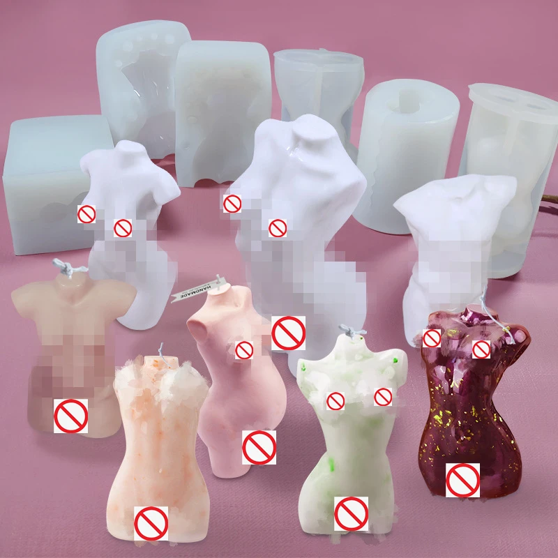 Body Art Candle Molds Home Decoration Fragrance Wax Candle Silicone Mould Human Male Female Body Gypsum Plaster Mold