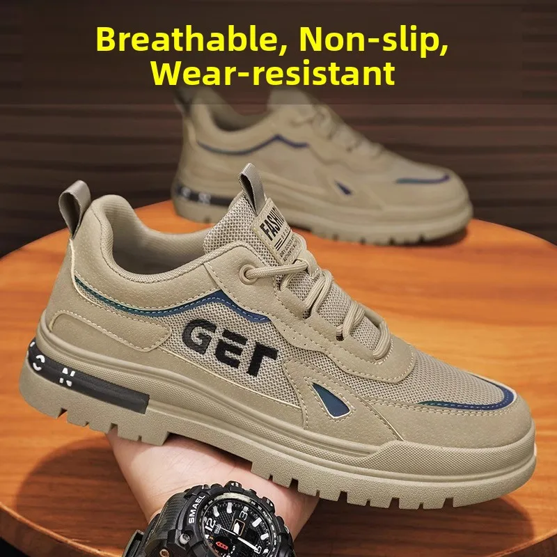 Men's Lightweight Sport Shoes Anti-Slip Wear-Resistant for Work And Outdoor Climbing Fashionable Work Shoes Spring Autumn