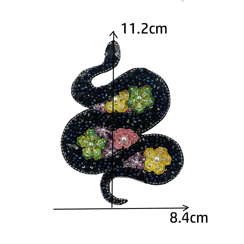 Handmade Beaded Sequin Clothing Patch Material DIY Flower Snake Patch Bag Hat Shoes Decorative Accessories