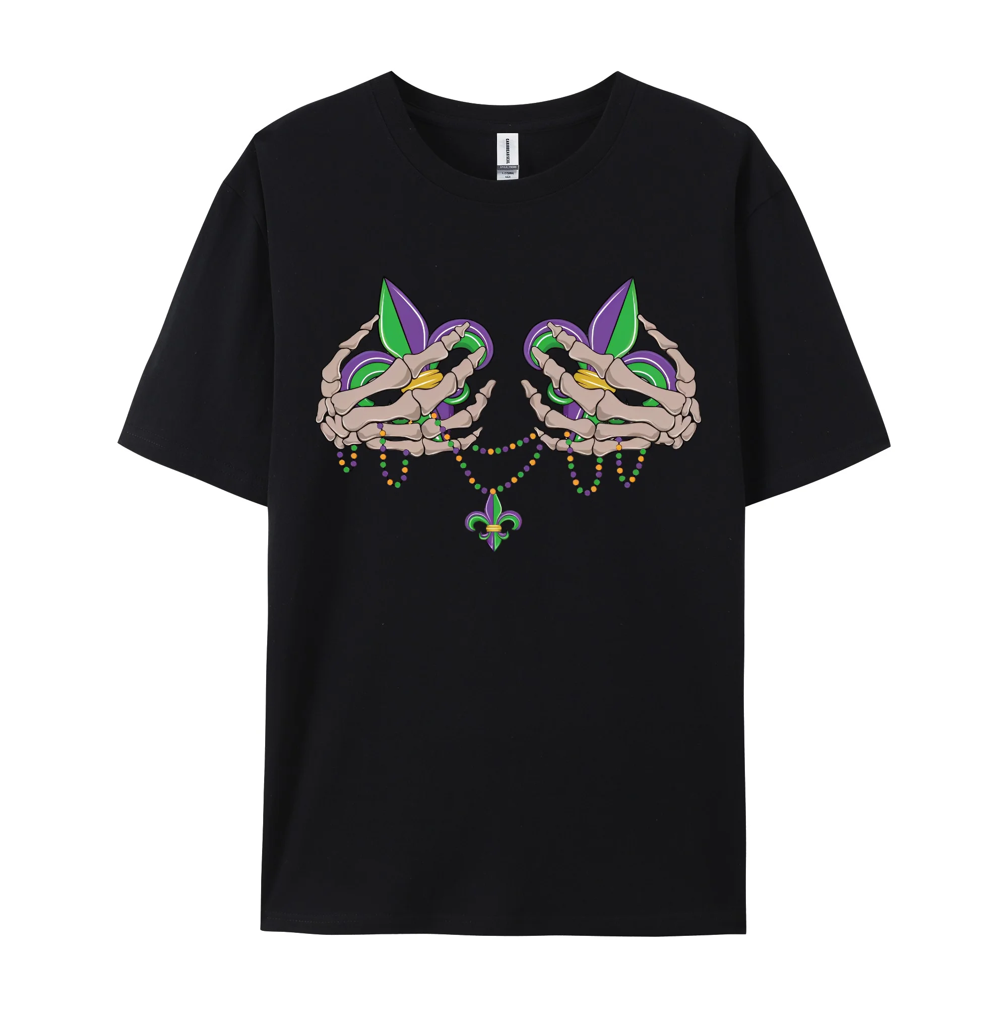 Mardi Gras Party Shirt Funny Skeleton New Orleans Tee Saints Fat Tuesday Short Sleeve Happy Festival Carnival Pullover Top