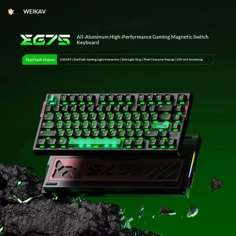 Weikav EG75 Magnetic Axis Keyboard Aluminum Alloy 0.001RT 8K Waterproof PCB GASKET Structure Low Latency Gaming Keyboard