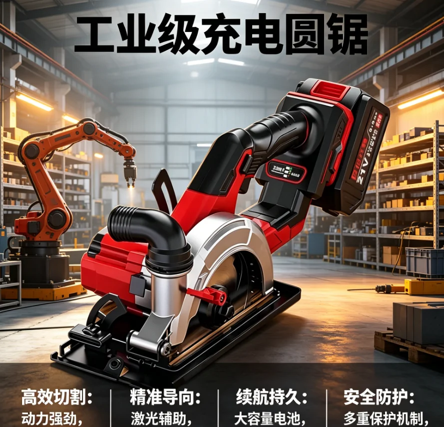 110V/220V Brushless Lithium Battery Electric Circular Saw Rechargeable Wireless Woodworking Hand Saw Power Tools LYH