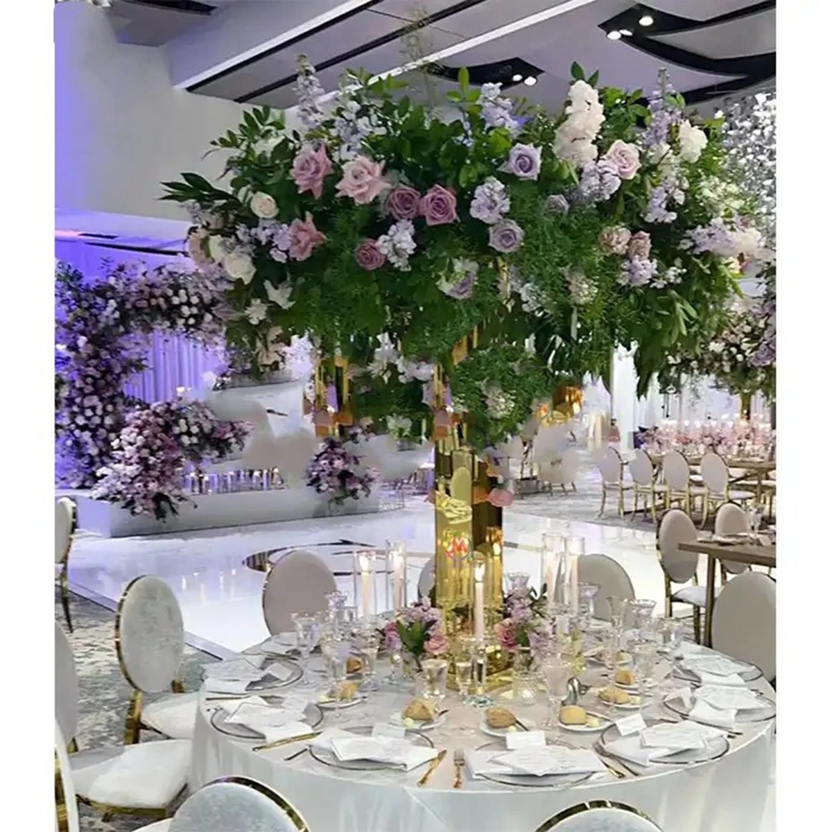 10pcs(10cm to 120cm)Gold Centerpieces Table Wedding Tall Acrylic Trumpet Wedding Event Dinner Flower Stand for Christmas Party