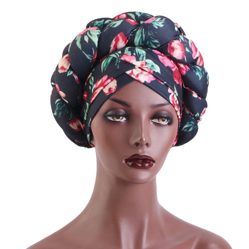 

Already Made Turban Cap for Women African Auto Gele Aso Oke Headties Braid Bonnet Muslim Hijab Print Headscarf Nigeria Head Wrap