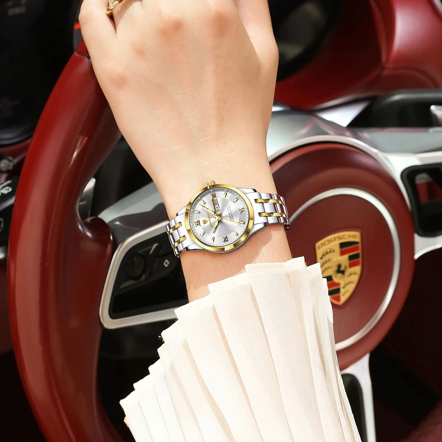 POEDAGAR Fashion Women Watch Luminous Stainless Steel Waterproof Ladies Wristwatch Quartz Week Date Luxury Woman's Watches Reloj view 5