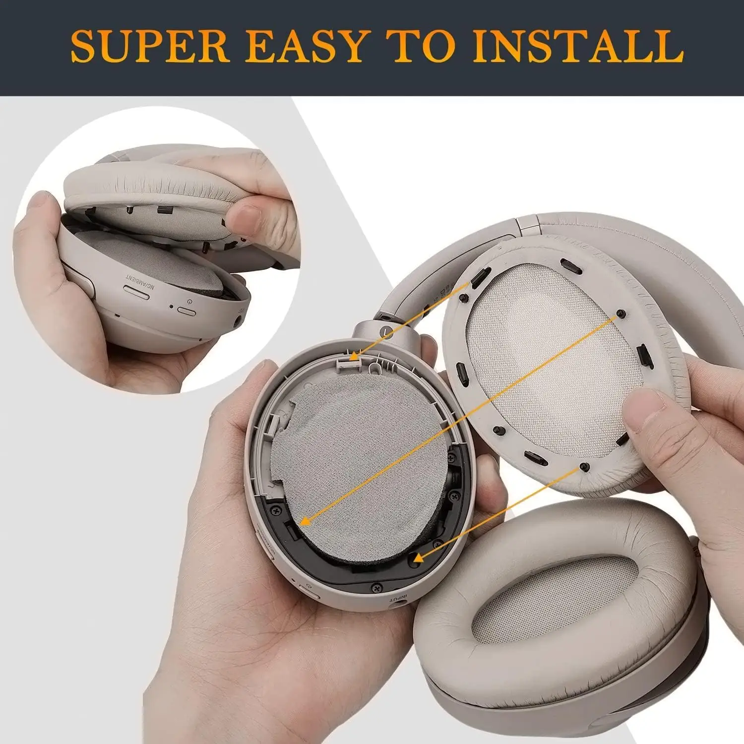 V-MOTA WH1000XM3 амбушюры, совместимые с Sony WH-1000XM3 (не подходят для WH-1000XM4 гарнитуры) (1 пара) (золото)